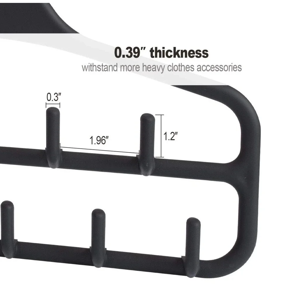 Black Multi-Hook Belt Tie‎ Scarf Accessory Closet Organizer Hanger 11 Hooks